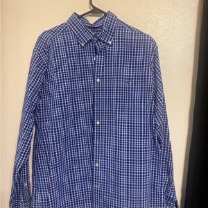 Vineyard Vines Blue and White Plaid Men's Shirt